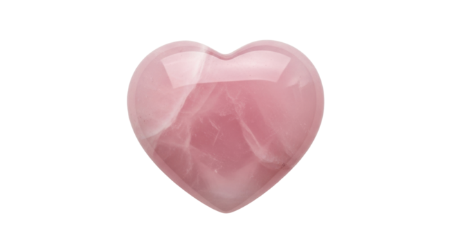 Isolated pink Rose Quartz heart crystal, polished gemstone for Valentines day gift, love - Powered by Adobe