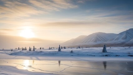 Winters Embrace - A Serene Landscape of Snow and Light.