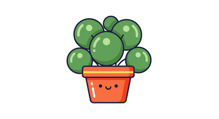 Cute potted succulent with a happy face, bringing cheerful greenery to any space.