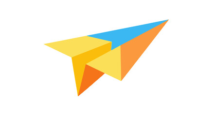 Colorful paper airplane soaring through the sky, symbolizing travel and communication.