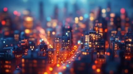 The night-time city glows with the blurred lights of skyscrapers, conveying the dynamism and beauty of urban life — a fitting atmospheric backdrop for presentations on contemporary architecture  