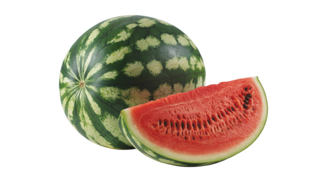 Ripe watermelon isolated on a transparent background