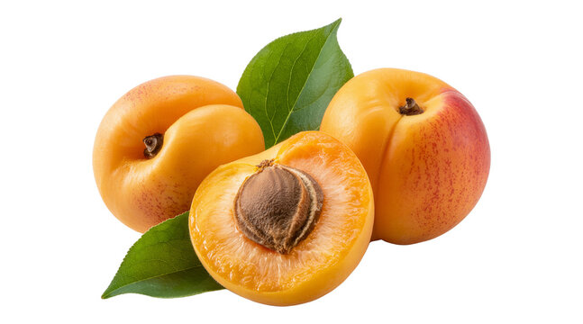fresh ripe apricots isolated on transparent background - Powered by Adobe