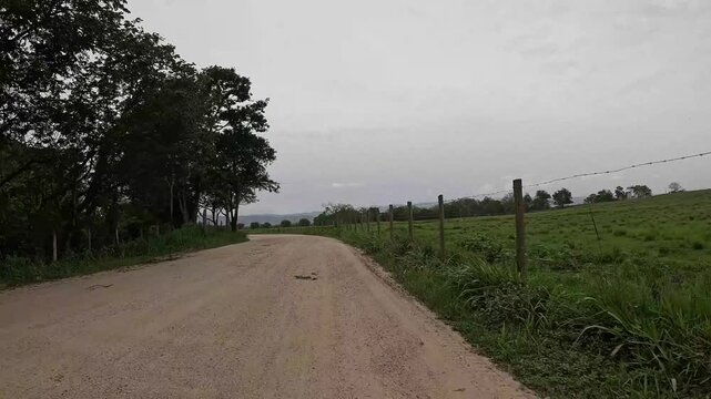 POV Bike Ride on Dirt Road Between Roseira and Aparecida &ndash; Rural S&atilde;o Paulo
