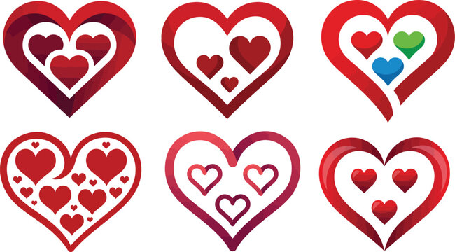 hearts in the shape of a heart red vector icon logo
