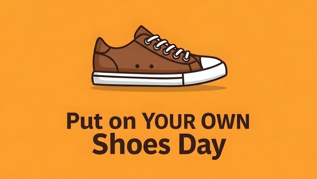 Brown sneaker illustration for put on your own shoes day