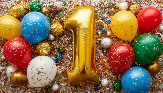 First Birthday Celebration with Colorful Balloons, Confetti, and Joyful Moments of Fun and Laughter