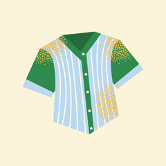 Baseball Uniform Jersey Vector Icon. Green and Blue Striped Shirt with Buttons. Isolated Sports Apparel, Team Clothing, Game Outfit Illustration. American team sport competition concept. 