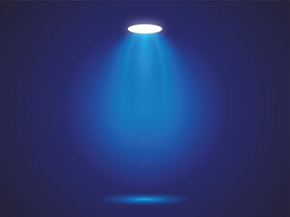 Abstract Lighting Effect with a Blue Spotlight Beam on a Dark Stage Background