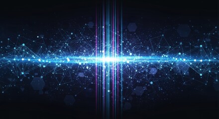 Futuristic network connections and digital ray fusion, creating technological visualization