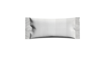 Blank white flow pack wrapper mockup for a chocolate or protein snack bar. Isolated on transparent background, png