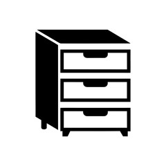 Illustration of a cabinet with drawers on transparent background silhouette