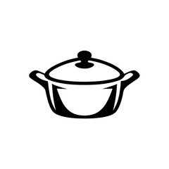 Illustration of a covered cooking pot on transparent background silhouette
