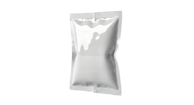 Blank or white plastic bag snack packaging isolated on white