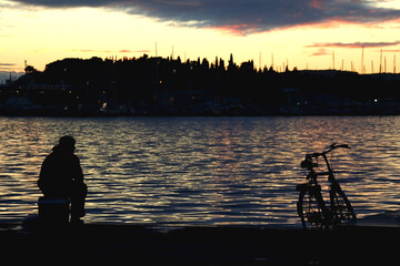 Fototapeta premium Beautiful sunset over the sea in Split, Croatia.