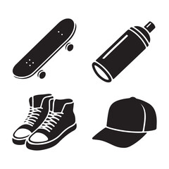 Transportation and street safety control symbols in solid vector style