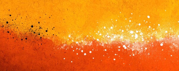 Vibrant orange gradient background with white paint splashes and dynamic texture for art and design