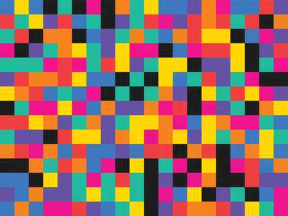 Colorful abstract geometric square pixel pattern background for digital design and vibrant wallpaper isolated PNG with Transparent Background