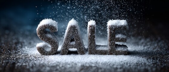 Winter sale typography in snow text effect icy landscape with frosty 3d lettering for seasonal discounts