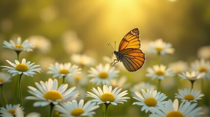 Obraz premium Butterfly on Daisies