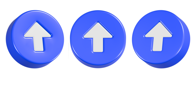 up arrow blue button d rendering icon