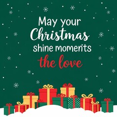 Christmas Cheer and Festive Gifts: A collection of wrapped presents nestled beneath a snowy scene, adorned with festive text. 
