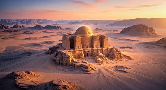 Conceptual Sci-Fi Landscape of Richat Structure as an Otherworldly Marvel