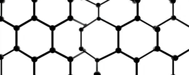 Abstract black and white hexagonal honeycomb pattern for geometric design and science visualization