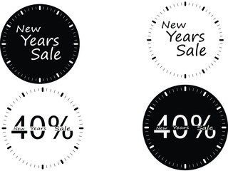 New Year sale design featuring a bold 40 percent discount in the center surrounded by smooth tick marks for a modern promotional graphic that highlights seasonal shopping offers attractively