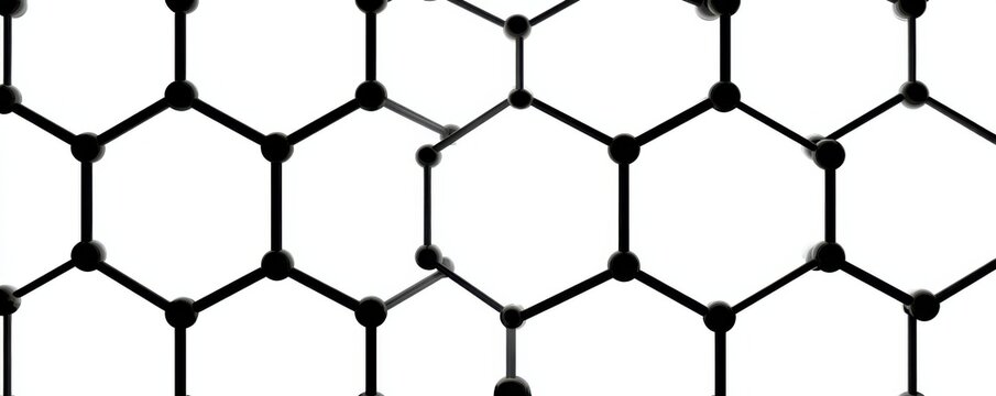 Abstract black and white hexagonal honeycomb pattern for geometric design and science visualization