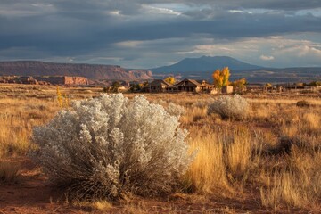 Autumnal Desert Landscape - A Serene Vista of Utahs Natural Beauty.
