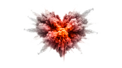 Colorful red orange powder smoke explosion dynamic burst art