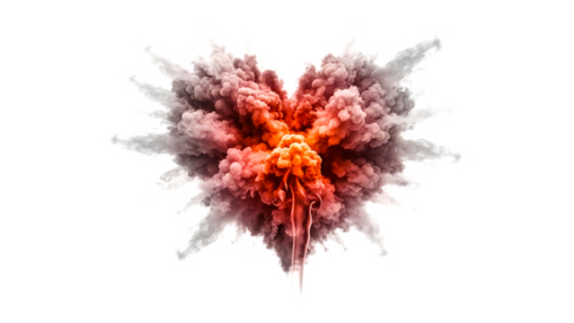 Colorful red orange powder smoke explosion dynamic burst art