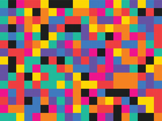 Vibrant colorful abstract pixel mosaic background pattern design with retro 8-bit style isolated PNG with Transparent Background