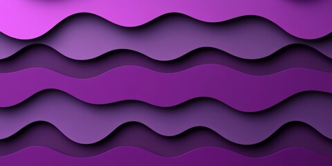 Seamless Gentle Wavy Layout in Violet Monochromatic Colors with 3D Geometric Design Elements