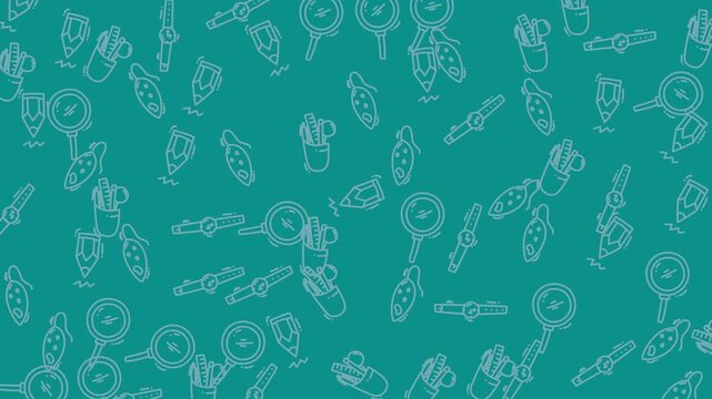 Teal pattern featuring school tools and objects. Perfect for educational designs, backtoschool campaigns, or stationery products.