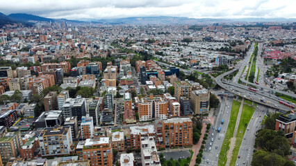 Obraz premium Aerial shots of the city of Bogotá in Colombia.