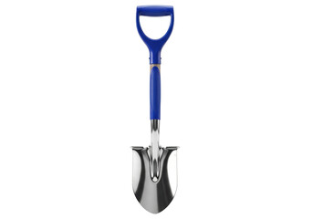 Isolated blue handled shovel for garden work or planting, construction, and landscaping use