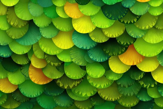 Vibrant green and yellow circular leaf pattern seamless vector illustration for backgrounds