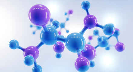 Abstract 3D rendering of molecular structure, scientific visualization concept