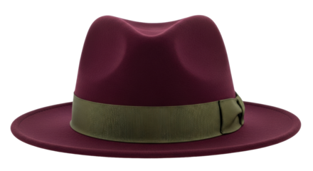 Isolated burgundy fedora hat with ribbon trim fashion accessory for classic style outfit