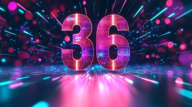 Futuristic 36 Graphic with Space Warp Background for Events, Posters, Banners, and Wallpaper Design