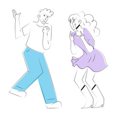 Hand drawn style illustration showing friends doing dance party