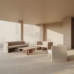 Sophisticated neutral furniture set for modern living space, perfect for stylish relaxation and contemporary design inspiration, creating a calming atmosphere