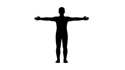 Silhouette of a person with arms outstretched on a white background.