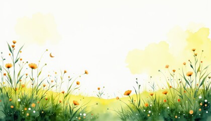 Vibrant flower field watercolor painting expressive watercolor capturing blooming flowers in vast field rich in color and natural beauty