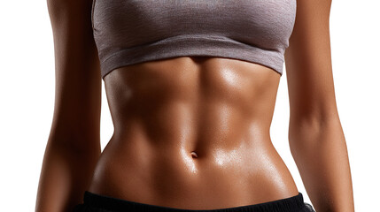 Sculpted Core: A close-up view highlights a toned torso, showcasing defined abdominal muscles. The image conveys dedication to fitness and well-being.
