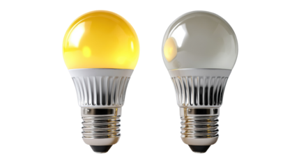 Illuminating Alternatives: A visual comparison of two energy-efficient light bulbs showcases the stark difference between a warm, inviting glow and a cool, efficient alternative. 