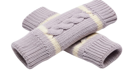 Isolated fingerless knit gloves with braid detail pattern for cold weather apparel wear