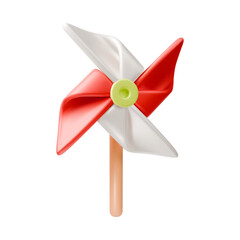 3d Colorful Children Weathervane or Windmill Summer Toy Amusement Park Concept Cartoon Design Style. Vector illustration